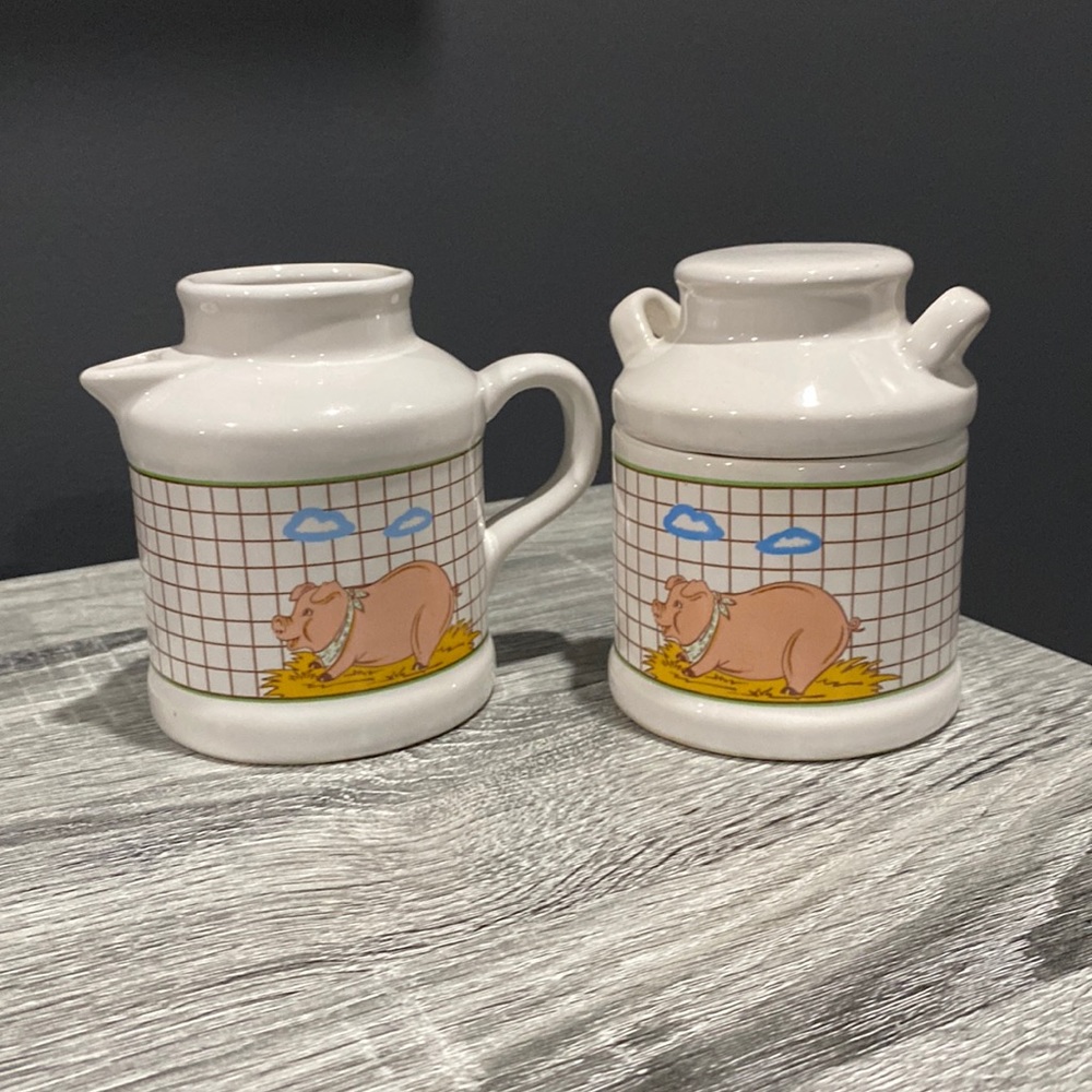 Vintage | Milk Pitcher and Sugar Dish - Made in Taiwan